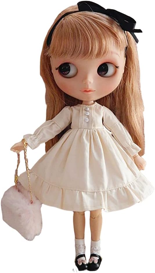 Doll Clothing Fashion Dress for Blyth,Ob24,Licca,Azone BJD Doll Clothes Toys Accessories Gifts (Apricot)(Only Clothes)