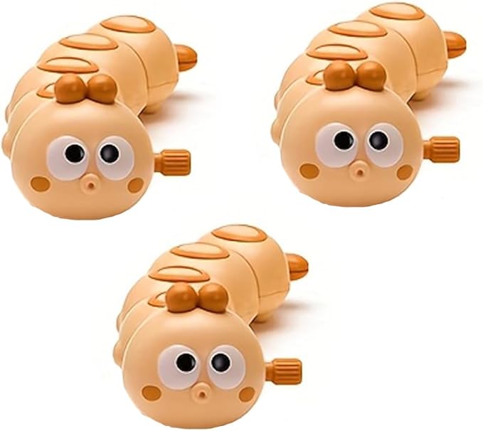 3Pcs Brown Wind-Up Caterpillar Toy - Mechanical Crawling Insect, Educational STEM Kids Toys for Toddlers, Safe Non-Toxic Baby Gift for Birthday Party (Brown 3Pcs)