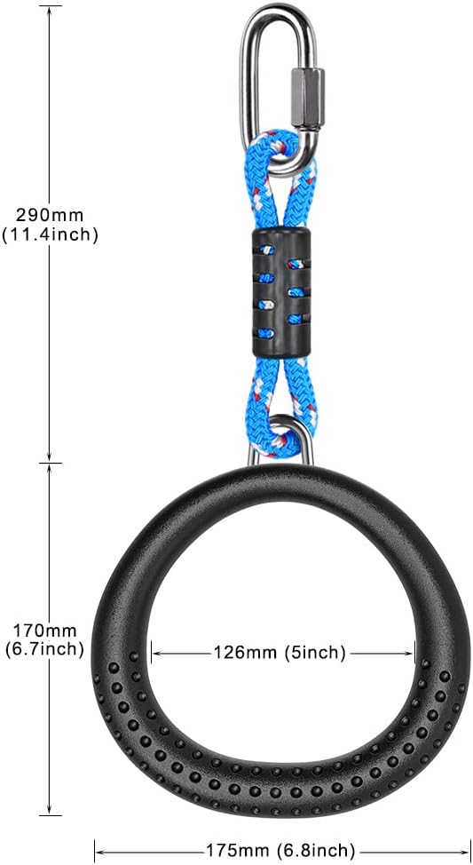 Dolibest 2 Pack of Ninja Gymnastic Rings,Monkey Ring Outdoor Backyard Ninja Accessories Set,Swing Bar Rings Obstacle Course for Training Equipment for Teens,1000LB Capacity