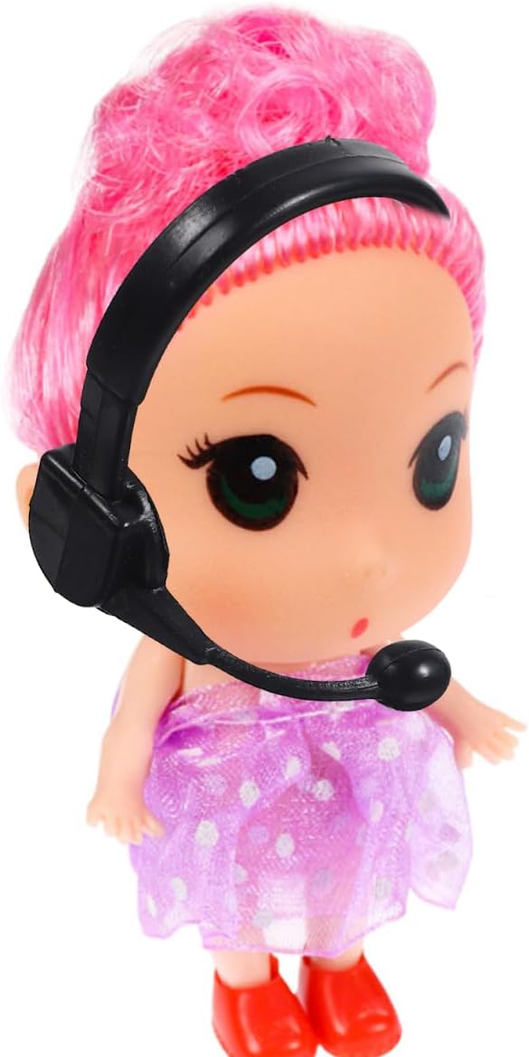 TOYANDONA 50pcs Little Yellow Headphones Mic Ear Phones Plastic Doll Cosplay Headphones Mini Headset Decors Doll Crafts Headset Decorations Dress up s Baby Accessories Toy