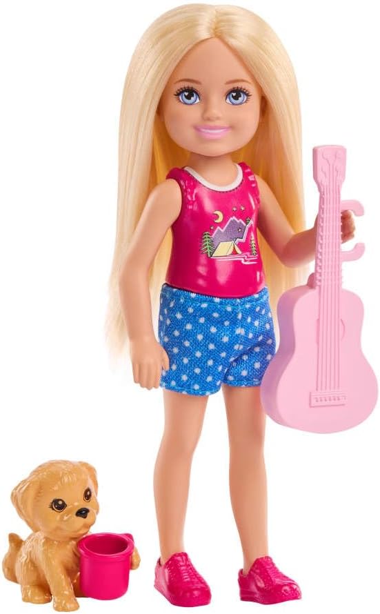 Barbie Chelsea Outdoor Adventures Playset, Family & Friends Set with Small Blonde Doll, Pet Puppy & 5+ Camping Accessories