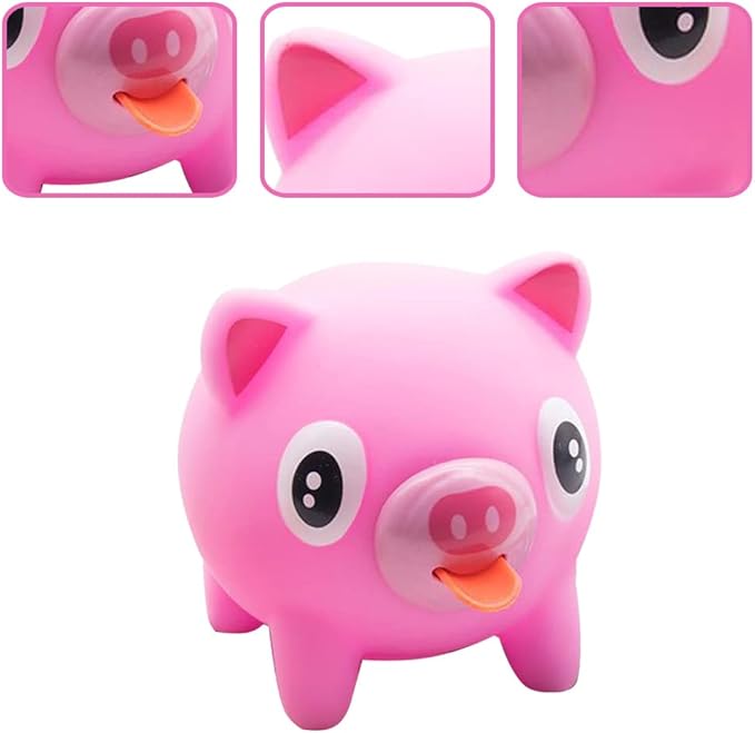 LUOZZY Stick Out Tongue Talking Toys Stress Anxiety Relief Pig Toy Party Favor Class Desk Decorations (Pink)