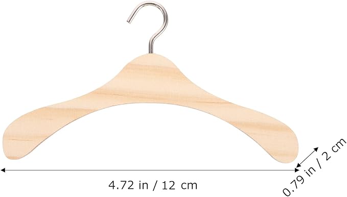BESPORTBLE Wooden Dolls Clothes Hangers, 10pcs Mini Wooden Hangers Mini Dress Outfit Holders Dollhouse Miniature Accessories for Doll Clothes (4.68in)