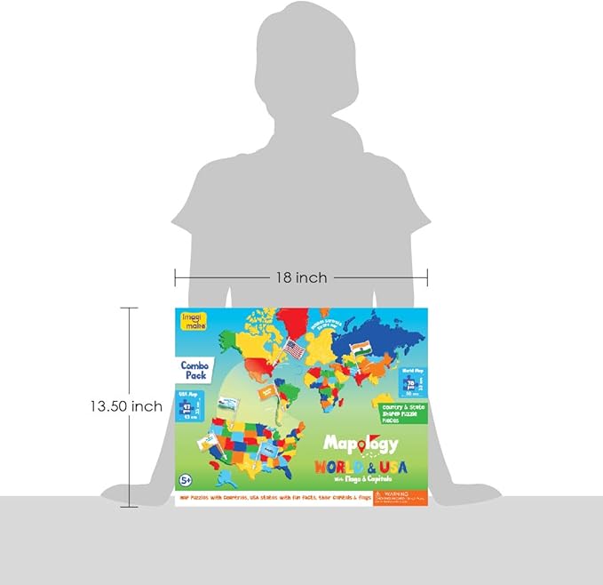 Imagimake Mapology USA & World Map Puzzle with Flags, Capitals, Stickers | Educational Toys for Ages 5-7 | Jigsaw Puzzles for Kids Ages 8-10 | Geography Toys | Easter Gifts for 6 Year Old Girl & Boy