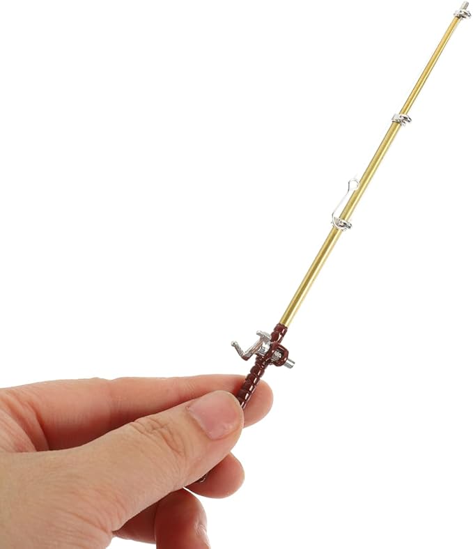 Toddmomy Miniature Fishing Rod and Net Small Decorative Dollhouse Fishing Pole Models for Fairy Garden Living and Bedroom Scene Accessories