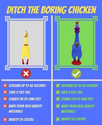 Animolds Hug Me Giant Rubber Chicken- Huge Stress Relief Screaming Chicken Toy | Screams Up to 45 Seconds- Novelty Gag and Prank Toys | Funny Toys Gifts for Christmas Stocking Stuffers for Kids Adult