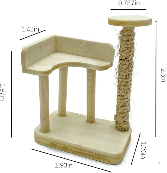 Dollhouse Cats w/ 1/12 Scale Accessories Mini Furniture Model Wooden Miniature