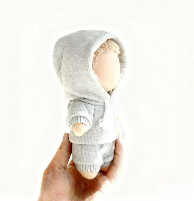 Hoodies Clothes for LABUBU 17cm Doll (NO Doll), Casual Style Costumes for LABUBU Dress up Unique Style, Cute and Premium Dolls Outfit Accessories for LABUBU (Gery Sweatshirt)