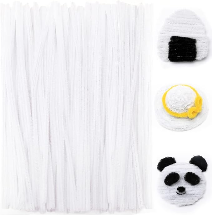 Praisebank White Pipe Cleaners for Crafts, 200pcs, Chenille Stems for DIY Projecets, Arts & Crafts Supplies for Festival Party Decorations