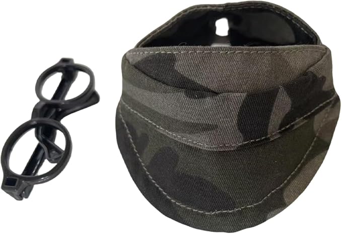 for Labubu Doll Accessories Set, 4 Colors Options Camouflage Bucket Hat and Black Sunglasses Frame(no Lenses) Casual Cap (Camouflage Army Green)