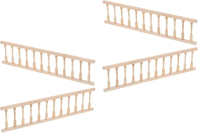 4 Pcs Doll House Handrail Wooden Mini Handrail Tiny Dollhouse Accessories Pretend Dollhouse Fence Decor House Mini Fence for Miniature Props