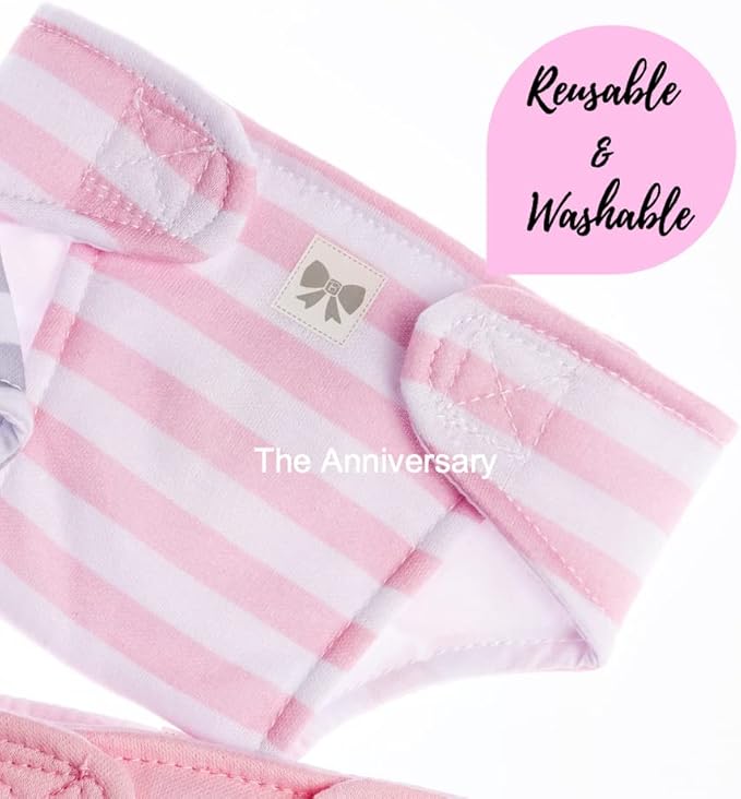 JC Toys Baby Doll 4 Pack Fabric Diapers | Washable, Reusable, Adjustable Eco Diapers | Fits Dolls 14 to 18 inch in Pink/White/Grey