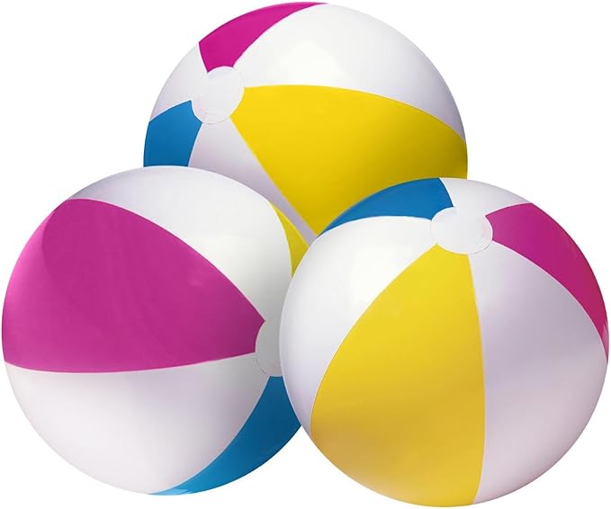 Happy Hippo 22" Beach Ball (Pack of 3), Inflatable Beach Balls, Swimming Pool Toys, Classic, Pastel