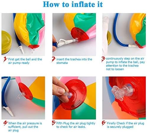 Coogam Inflatable Beach Ball Classic Rainbow Color Birthday Pool Party Favors Summer Water Toy Fun Play Beachball Game for Kid Boys Girls 8 to 12 Inches from Inflated to Deflated (10 PCS)
