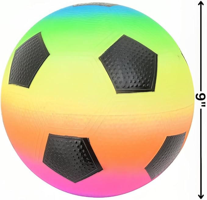 Rhode Island Novelty 9 Inch Rainbow Soccer Playground Ball, One per Order