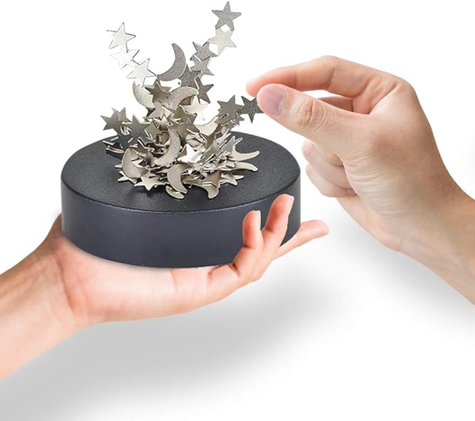 ArtCreativity Magnetic Moons & Stars Sculpture (Set of 2) - Desk Magnet Fidget Toys for Adults, Stress-Relief Office Decor, Stocking Stuffers & Educational Development Toys for Kids