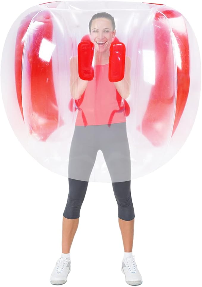 ZHUYNXIR 2 PC Sumo Ball for Adults, Bumper Bounce Balls for Kids, Inflatable Bounce Ball for Kid, Body Zorb Ball for Kids Outdoor Team Gaming Play (48 in,Red+Red)