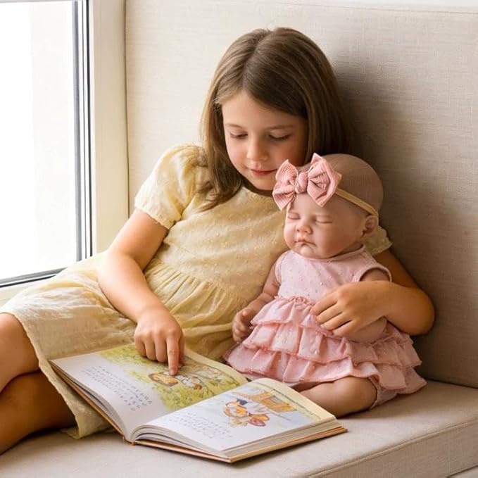 Aori Lifelike Baby Dolls Clothes 20 Inch Pink Dress Clothing Set for 17-20 in Realistic Newborn Dolls Girl