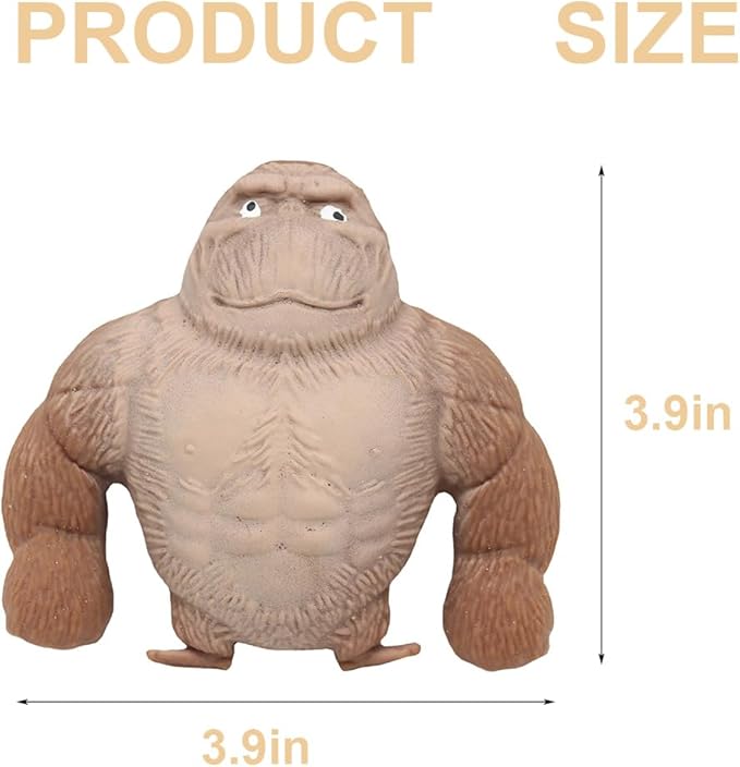 2 Pack Random Color Funny Squishy Monkey Stress Balls for Kids and Adults, Gift Gorilla Sensory Balls Fidget Toy for Party Favors, Decompress and Squeeze Stress Toy