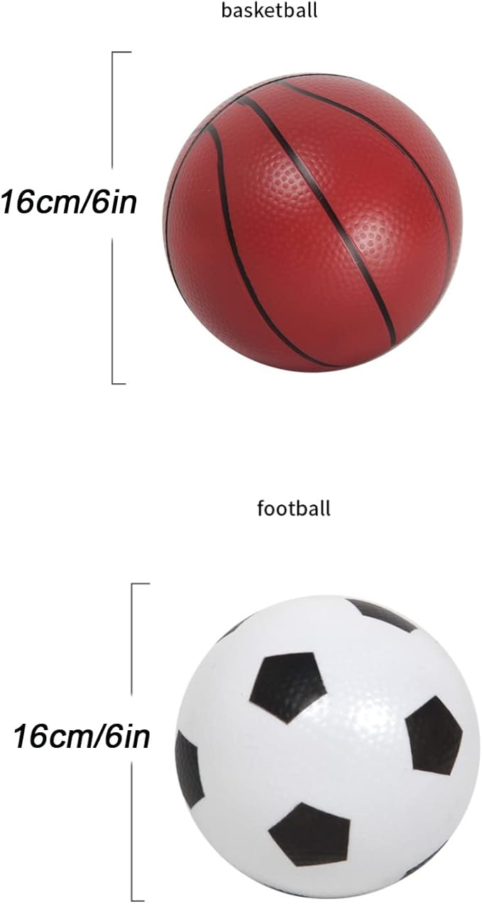 Sports Balls with Hand Pump for Kids and Toddlers - (Pack of 2) 6-Inch Diameter Rubber Sport Ball Set Includes Soccer Ball Basketball for Fun Outdoors and Backyard