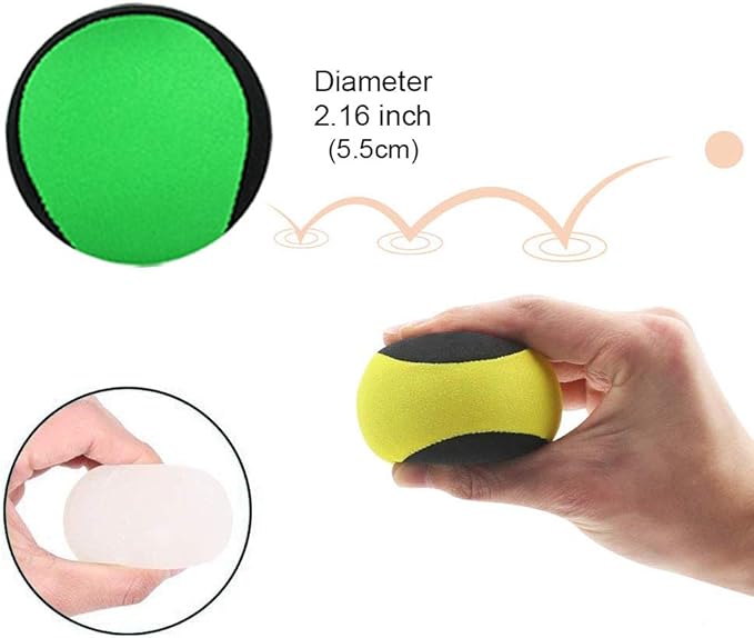 Water Bouncing Ball - 2 Pack Stress Relief Ball for Swimming, Beach & Outdoor Activity (Yellow + Green, 5.5cm)