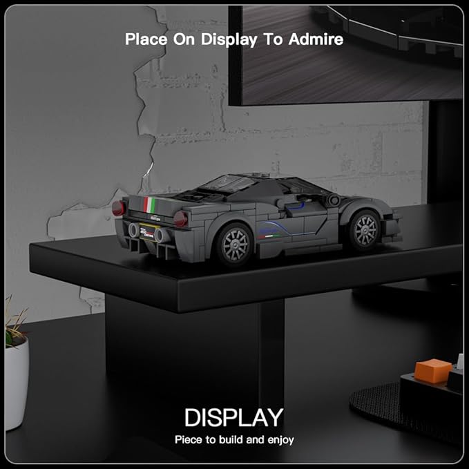 Mould King Car Building Toys with Acrylic Display Case, Model Race Car Toy Building Blocks Kit, Collectible Racing Vehicle Set for Kids Age 8+ Teens Adults, 358 Pieces