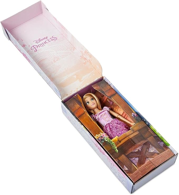 Disney Store Official Princess Classic Doll (Rapunzel from Tangled), 11 Inches, Includes Brush with Molded Details, Fully Posable Toy in Classic Outfit - Disney Princess Toys