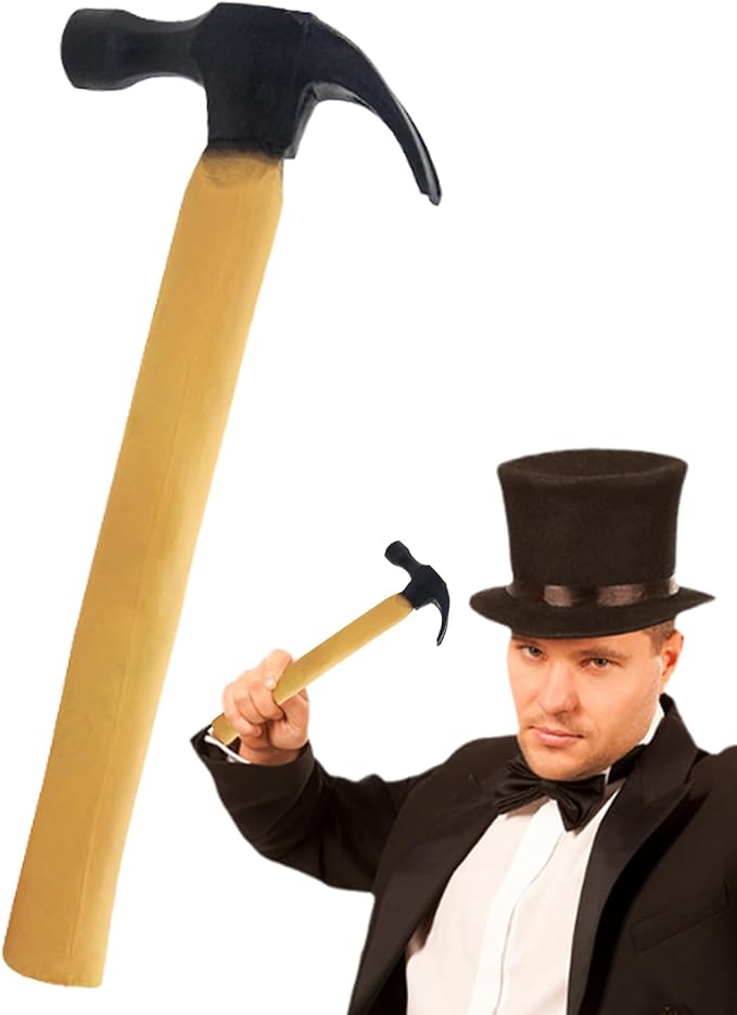 Fake Hammer Trick Toy - Disappearing Rubber Hammer, Stage Performance Accessory | Multipurpose Relaxing Toy Gimmick Props, Prank Prop, Carnival Cosplay Role Play Funny Comedy Gag for Entertainment
