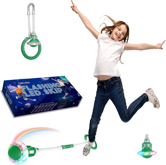 Rocket Flashing LED Ankle Skip Fun Cool Jumping Gift for Ages 5 6 7 8 9 10+ Kids NO Battery Charging Needed Family Exercise Fitness Coordination Balance Extra Energy Burning