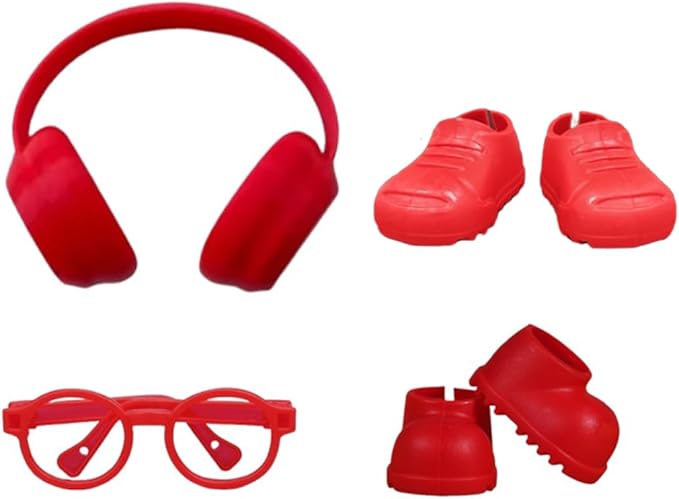 17cm Doll Accessory - 4 pcs 17cm Doll Miniature Headphones Acrylic Material, Suitable for Photography and Display | Suitable for 6.7in Dolls (4SET Red)