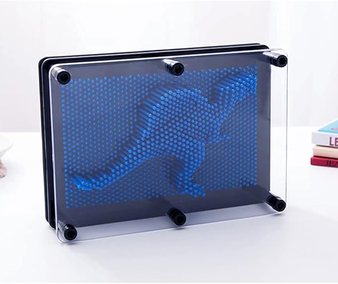 3D Pin Art Intellectual Fun Toy Blue Plastic Pin Art Palm Board Push Pin Toy (Blue-6 x 8 Inches)