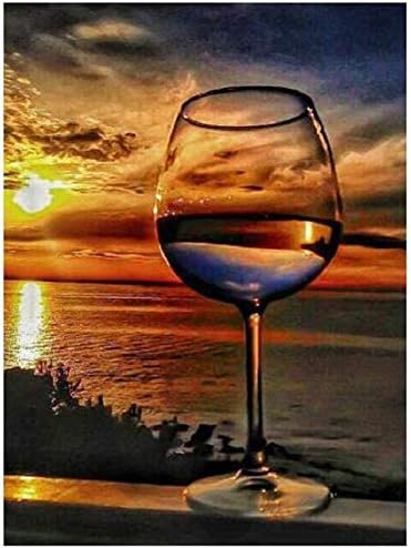 najiaxiaowu Adult Puzzles 500 Pieces DIY Sunset Sea Wine Glass Wooden Puzzles Teens and Elderly Puzzles Modern Home Decor Wall Art Unique Gift 52 cm x 38 cm(20.5 x 15 in)