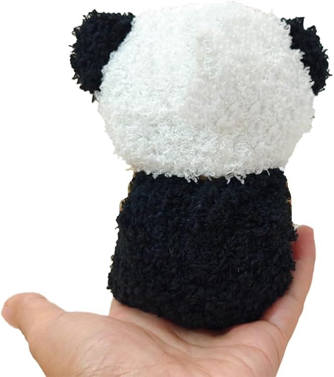 Cute Panda Doll Clothes for 17cm Plush Pendants - Fluffy Black & White 2-Piece Outfit with Bamboo Panda Pin, Animal Costume Compatible with Vinyl Face Art Toys (No Doll)