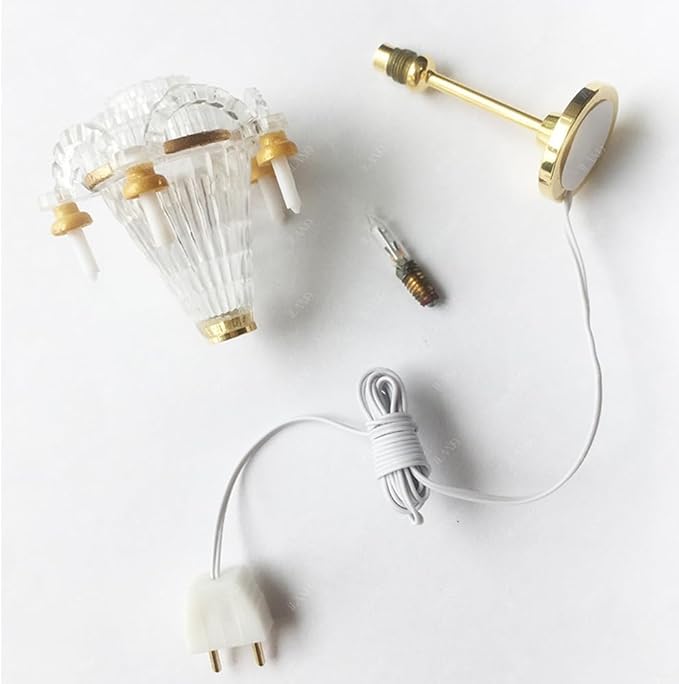 iLAND 1/12 Scale Accessories of Dollhouse Lights, Classic Miniature Lamp for Dollhouse Decoration, Brilliant Candle Chandelier w/Plug