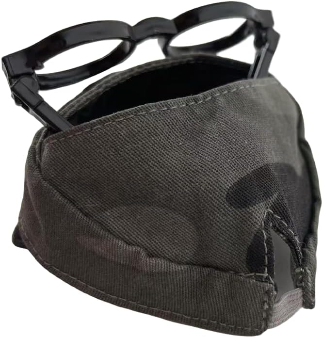 for Labubu Doll Accessories Set, 4 Colors Options Camouflage Bucket Hat and Black Sunglasses Frame(no Lenses) Casual Cap (Camouflage Army Green)