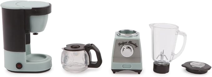 Dollhouse 1/12 Miniture Coffee Maker & Juicer Set 2Pcs Doll House Kitchen Appliances Furniture Plastic Model Coffee Pot Blender Accessories (Blue)