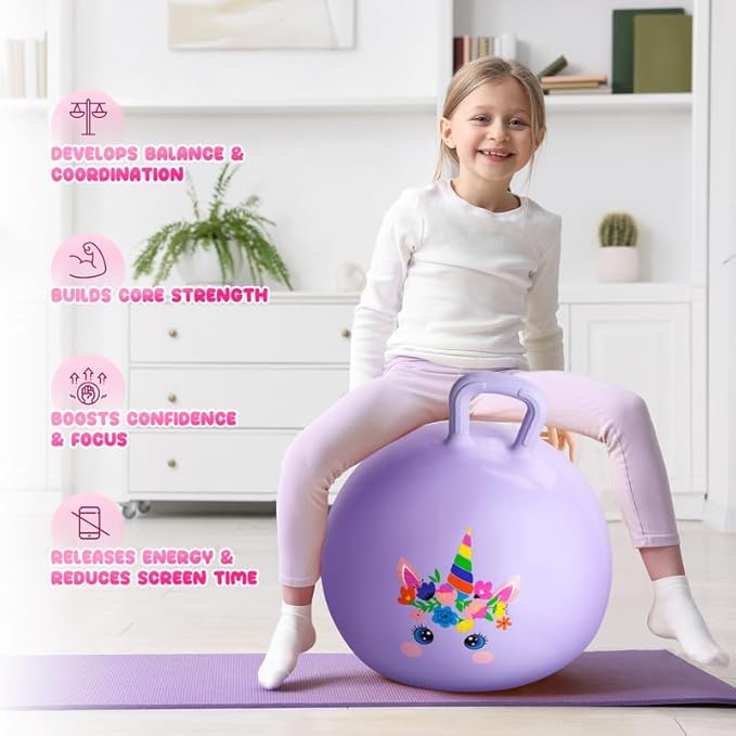 PlayZap Hopper Balls for Kids 6-12, 20 Inches Bouncy Ball with Handle, 20" Inflatable Bouncing Hopper, 50cm Jumping Toys, Garden Hopping Toys Girls Boys Gifts