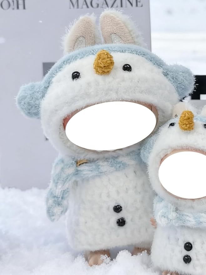 Clothes for 17cm Doll, 3 pcs Set Doll's Outfits Luxury Dress Crochet Caps Headset Scarf Sweater Accessories Fashion Stylish Adorable Dolls Clothes (No Doll) (Big Narwhal White)