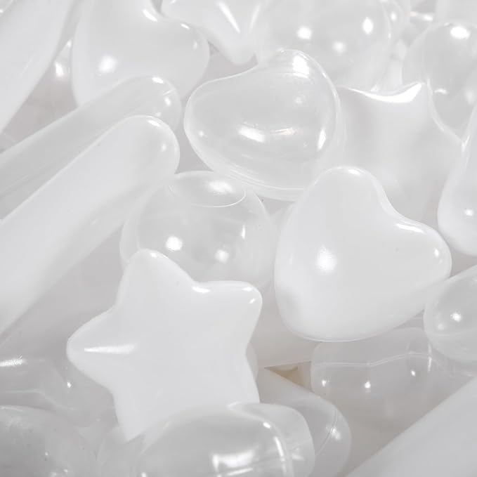 STARBOLO 200pcs Ball Pit Balls for Baby and Toddler, White Mixed Shaped Balls Phthalate Free BPA Free Crush Proof Plastic Pit Balls Play Toys for Kids Ball Pit, Pool,Play Tent,Party