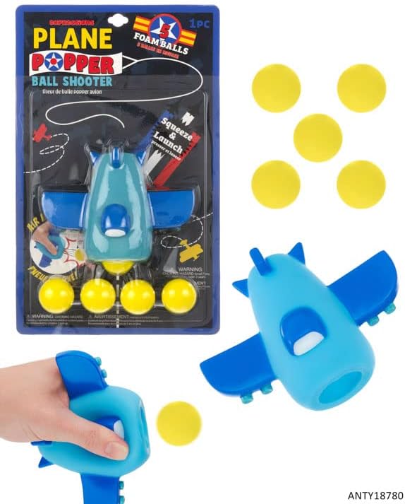 1pc Foam Ball Popper Toy - Squeeze & Launch Airplane Toy w/ Foam Balls Included – Plane Ball Shooting Squishy Toy, Toddler Toys