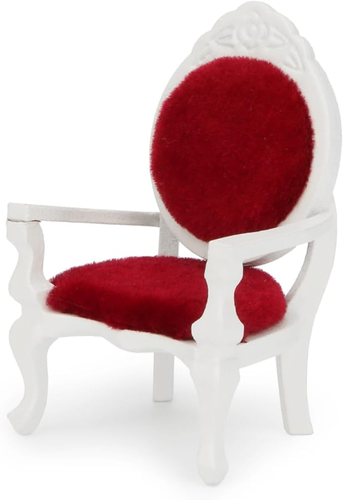 Dollhouse Chair Miniature Furniture Retro Vintage Chair Wooden Accessories 1:12 Chairs Upholstered Victorian Carved Armchair for Christmas Decoration Ornament (C)