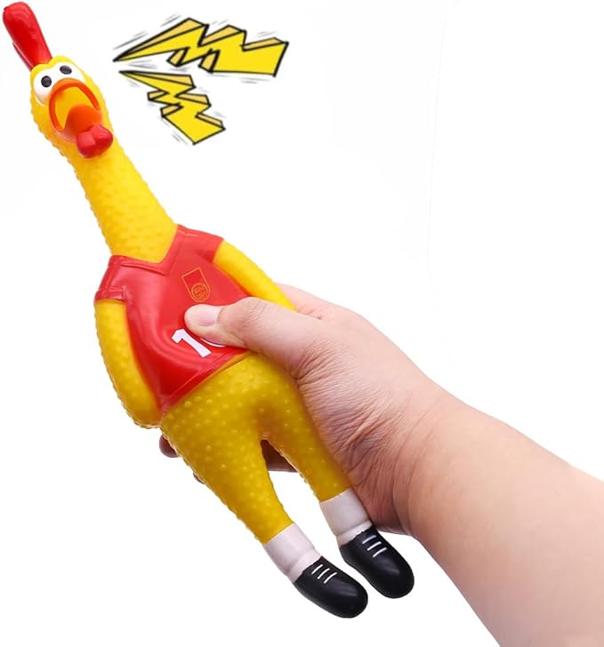 POPLAY 14inch Rubber Chicken Grade Latex Squeeze Chicken Prank Novelty Pet Toys for All Age Groups Gift for Children Family Dogs