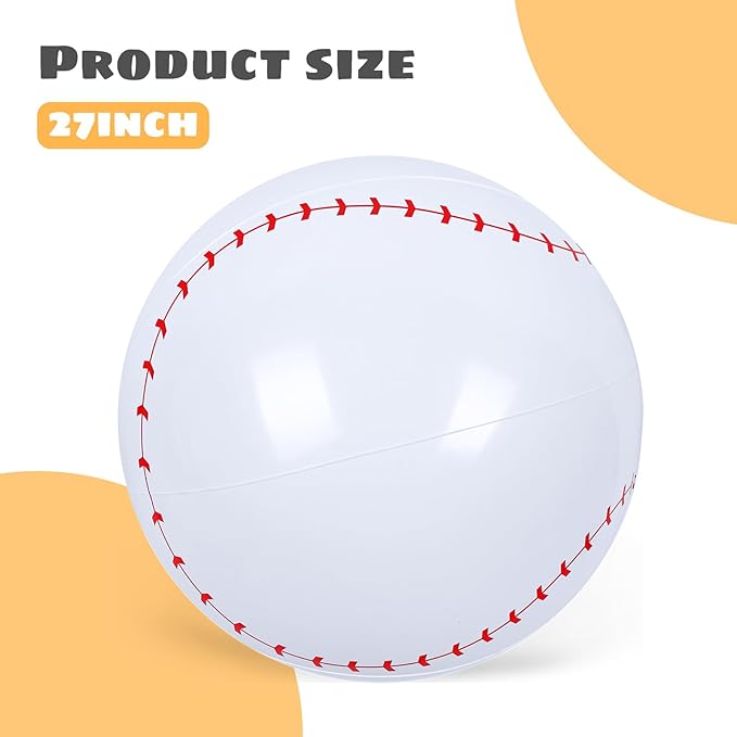Shindel Inflatable Baseball 27-inch, Giant Inflatable Ball for Baseball Themed Party Decorations & Birthday Decor, Pool Beach Ball Toys for Kids