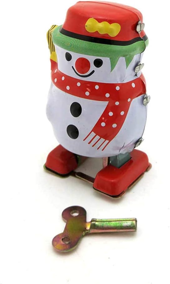 Charmgle Wind-Up Tin Toy Snowman, Retro Walking Robot Adult Collection Clockwork Toy, Xmas Party Favor Toys Home Bar Decoration