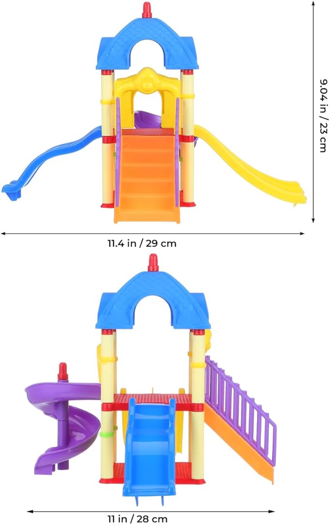 Garneck Miniature Playground Set Dollhouse Decor: Mini Playground Model with Slide and Stairs Plastic Furniture Accessory for Dollhouse Sand Table Diorama Small Playset Home Decoration
