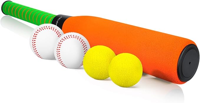 CeleMoon 22 Inch Foam Baseball Bat with 6 Soft Balls for Kids Toddlers Youths Outdoor Indoor Sport T Ball Game Playing