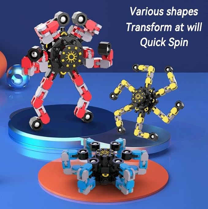 Easter Basket Stuffers, 24 Pcs Transformable Fidget Spinners Toys- Deformable Fingertip Gyro Stress Relief Sensory Toys, Easter Party Favors & Birthday Gifts for Kids Adults Boys Girls