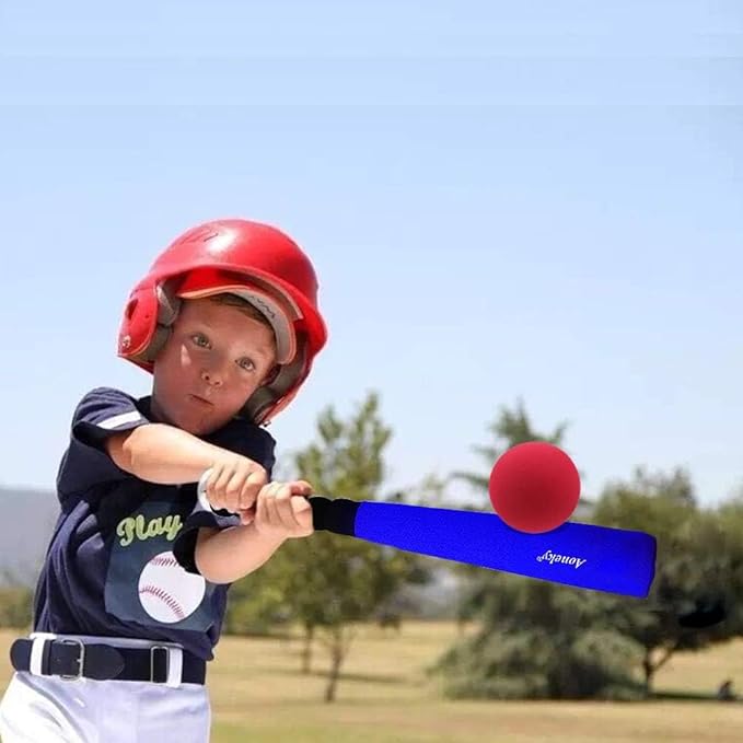 Aoneky Foam Baseball Bat and Ball Set for Toddlers, Soft T Ball Toy for Kids Age 1 2 3 4, Mini Safe Indoor Outdoor Beginner Tball Set with Tee, 16.5 Inch Lightweight Bat for Boys Girls