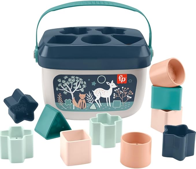 Fisher-Price Baby's First Blocks – Navy Fawn, Set of 10 Blocks for Stacking and Sorting Play for Infants Ages 6 Months and Older (Amazon Exclusive)