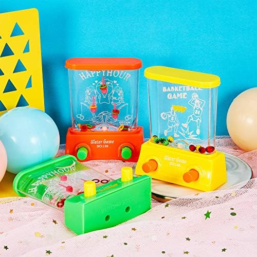 Gejoy 4 Pieces Water Games Handheld Easter Basket Stuffers for Kid Water Ring Toss Handheld Game Mini Retro Pastime Car Toys Fidget Autism Toys for Easter Children Boys Girls Birthday(Chic Style)